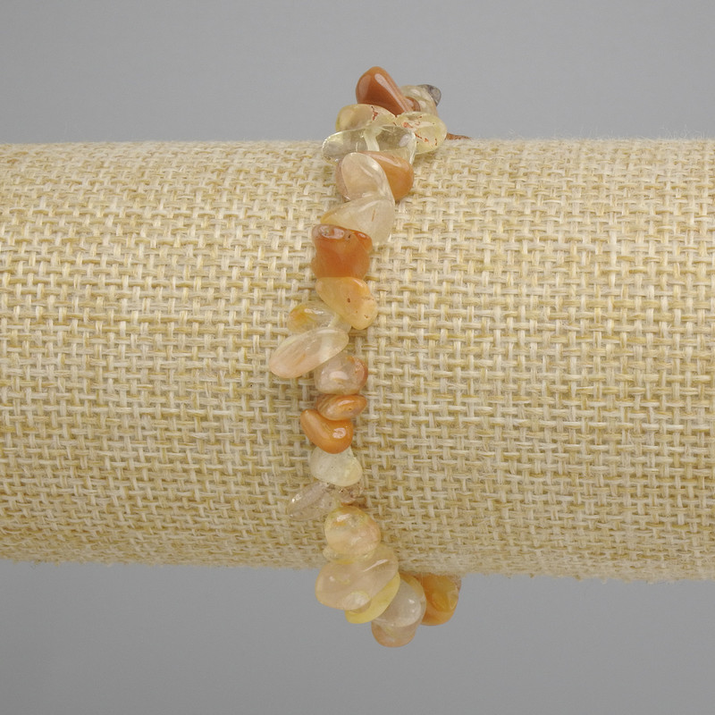 Citrine tumbled chips bracelet, diameter 7-12x3-6 mm ±, length 18 cm ± stretch