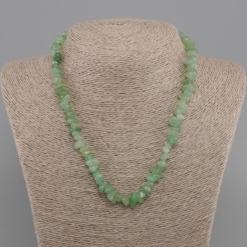 Necklace Jade chip, diameter 7-8, 5x2-6mm ±, length 45cm +5cm extension chain