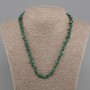 Necklace Malachite rough chips, diameter 4-9x2-3mm +/-, length 45 cm +5 cm extension chain