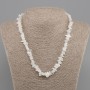 Necklace adularia gravel, diameter 5-12x2-6mm +/-, length 45cm +5cm extension chain