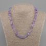 Necklace Amethyst chips, diameter 6–10x3–8mm +/-, length 45 cm +5 cm extension chain