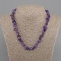 Necklace Amethyst tumbled chips, diameter 7-16x4-7mm +/-, length 45cm +5cm extension chain