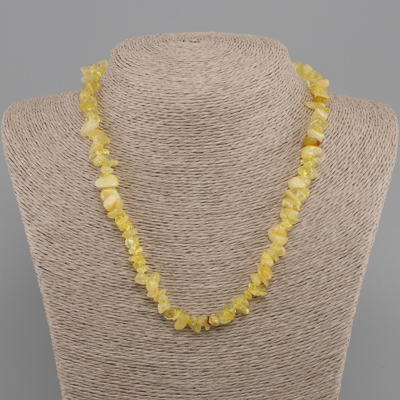 Necklace Citrine chips, diameter 9–14×3–7 mm +/-, length 45 cm +5 cm extension chain