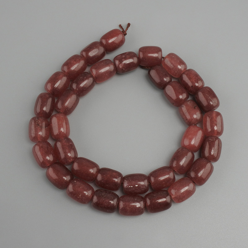 Strawberry Quartz barrel beads, diameter 11x9mm +/-, length 38cm +/-