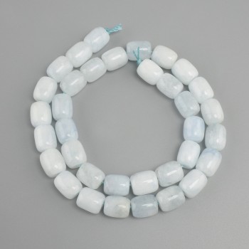 Aquamarine beads barrel, diameter 10, 5-11x9mm +/-, thread length 38cm +/-