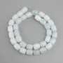 Aquamarine beads barrel, diameter 10, 5-11x9mm +/-, thread length 38cm +/-