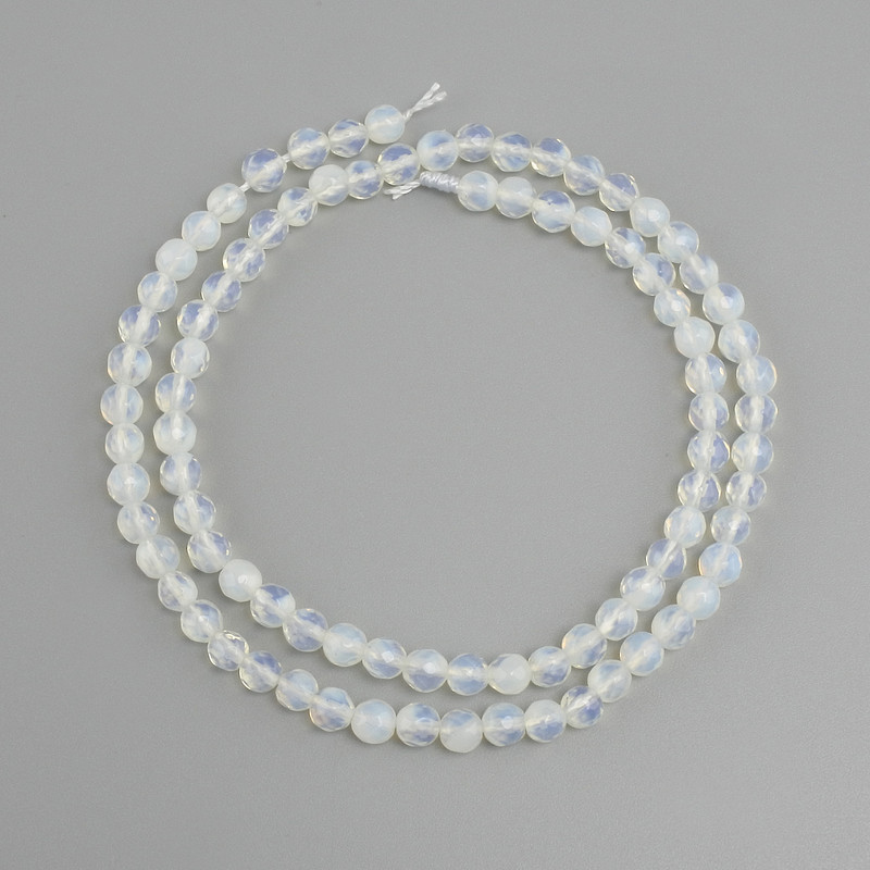 Moonstone beads (Opalite) faceted round bead, diameter 4mm +/- , length 37cm +/-