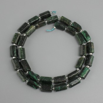 Emerald beads, faceted (ruble), diameter 10, 5×5–6 mm±, bead 3 mm±, length 39 cm±