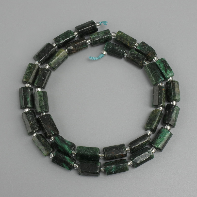 Emerald beads, faceted (ruble), diameter 10, 5×5–6 mm±, bead 3 mm±, length 39 cm±