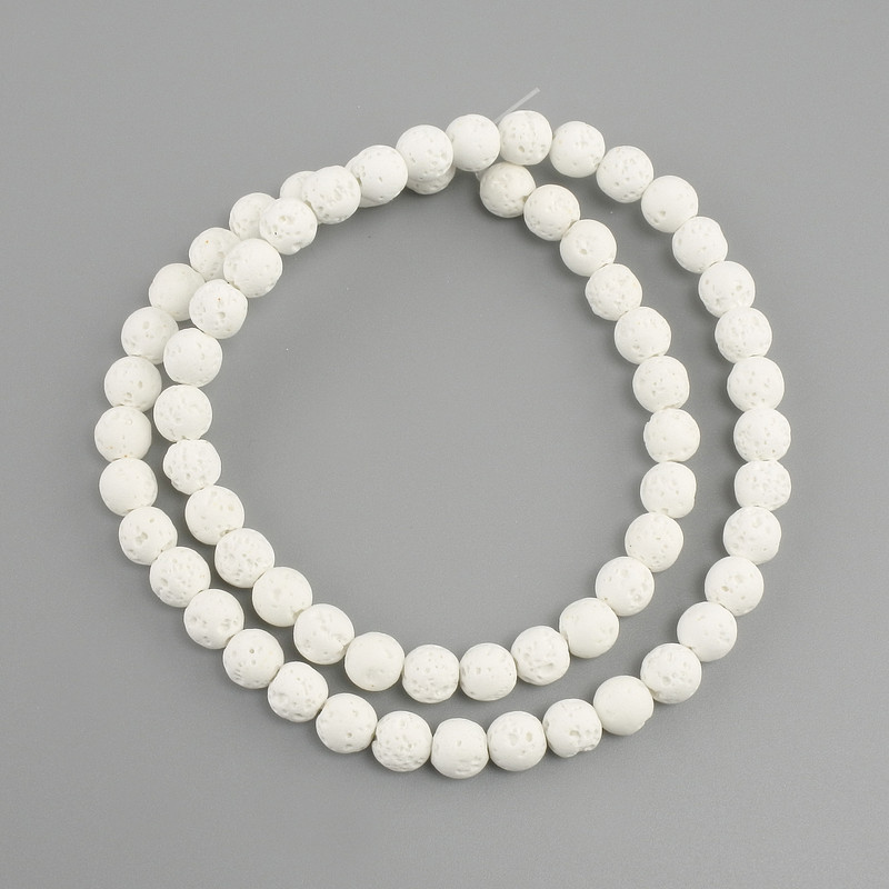 Lava beads smooth round, diameter 6mm +/-, length 38cm +/-
