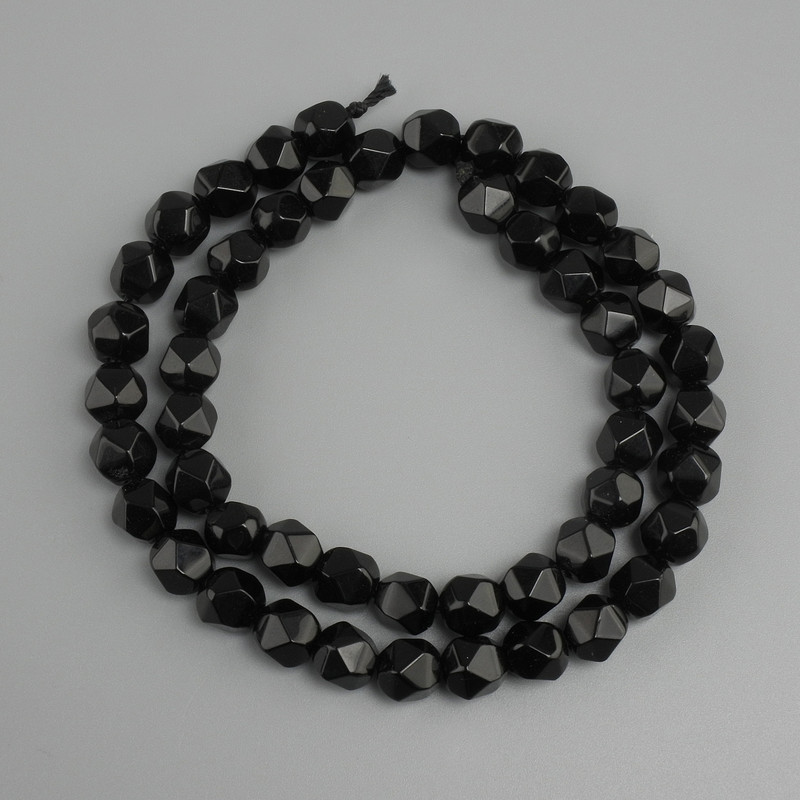 Black Onyx beads faceted, diameter 7x7mm +- , length 36cm +-