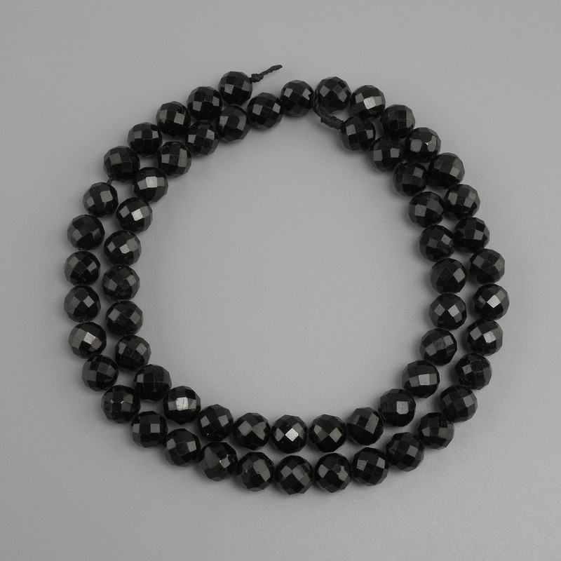 Turmaline beads, faceted round bead, diameter 6mm ±, length 38cm ±