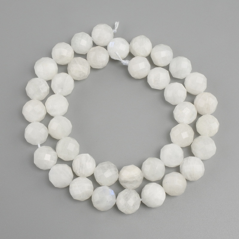Adularia faceted bead, ball 10mm+-, string length 38cm+