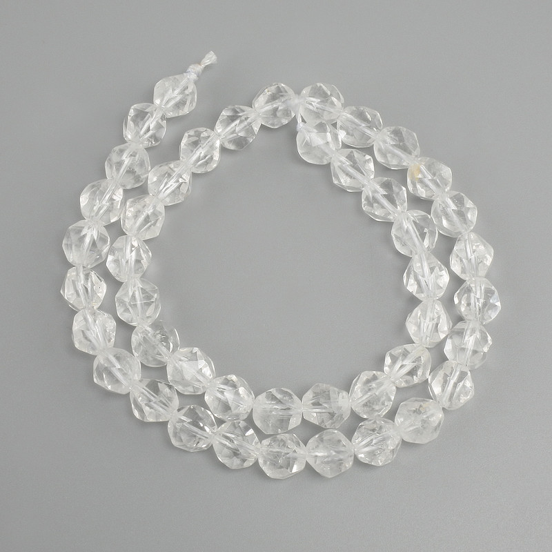 Rock crystal beads multifaceted, diameter 8, 5×8mm ±, length 37cm ±