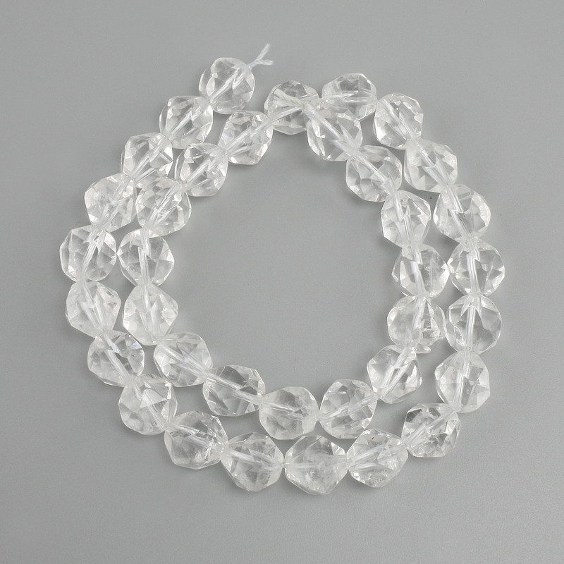 Rock crystal beads faceted, diameter 10x9mm +/-, length 36cm +/-