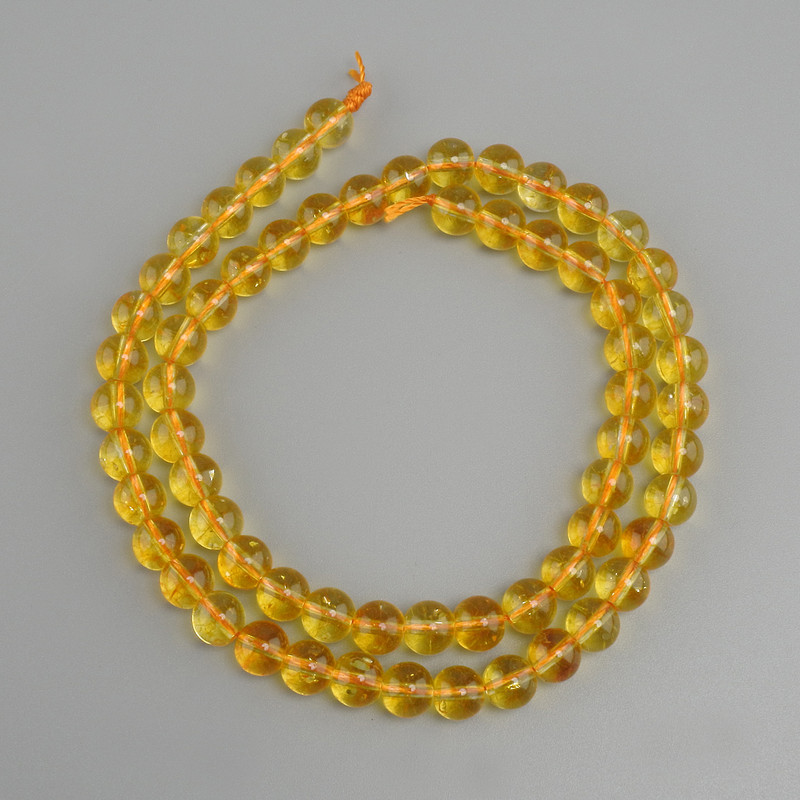 Citrine beads smooth round, diameter 6mm +/-, length 38cm +/-