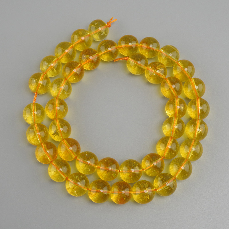 Citrine beads smooth round bead, diameter 10mm±, length 38cm±