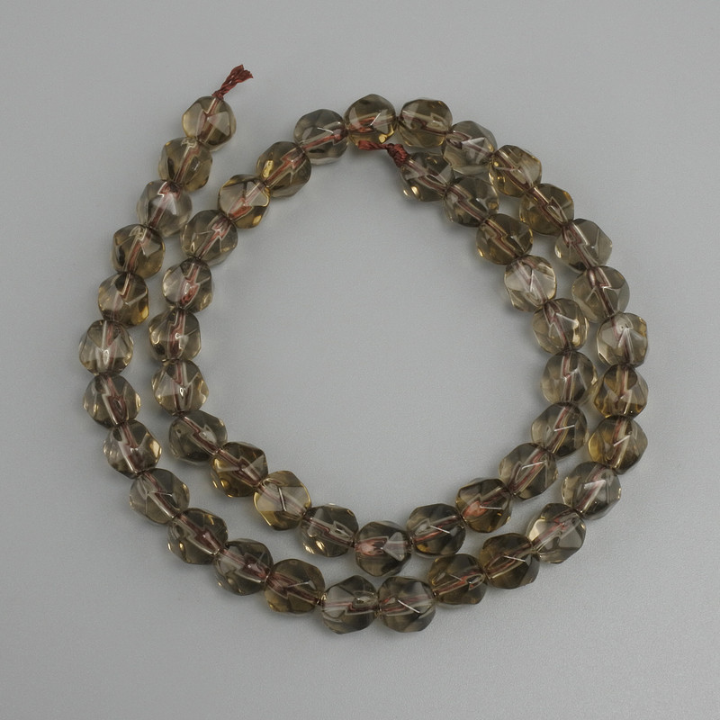 Rauchtopaz faceted shapes, diameter 7x7mm +/-, length 36cm +/-