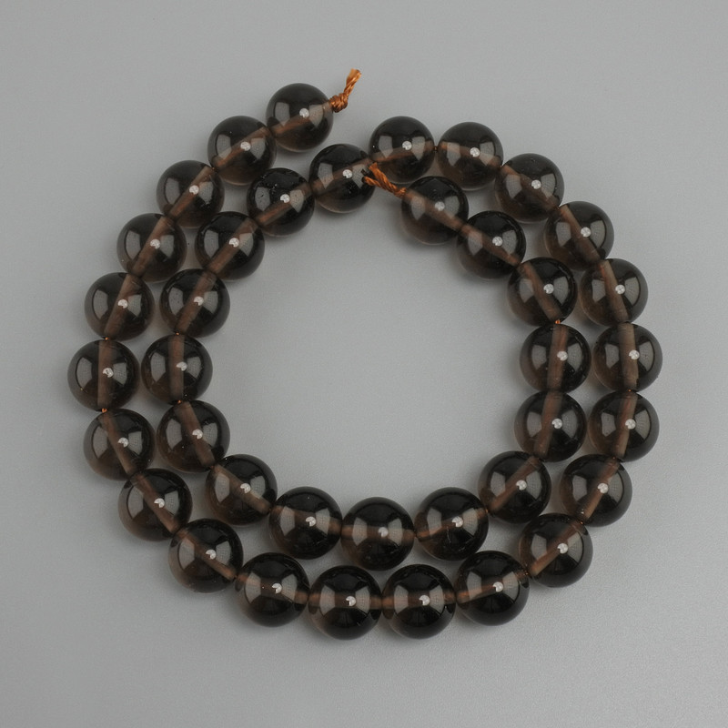 Beads Smoky Quartz smooth bead, diameter 10mm+/-, length 37cm+