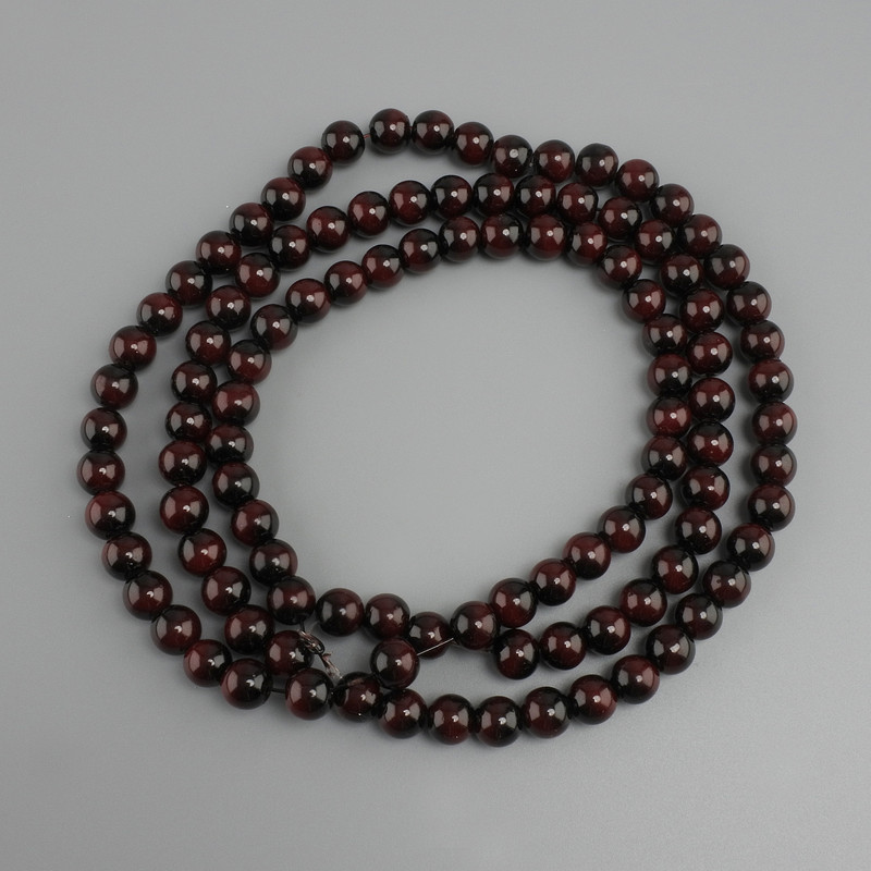 Beads Red Tiger's Eye (single) smooth round bead, diameter 8mm ±, length 80cm ± on a fishing line