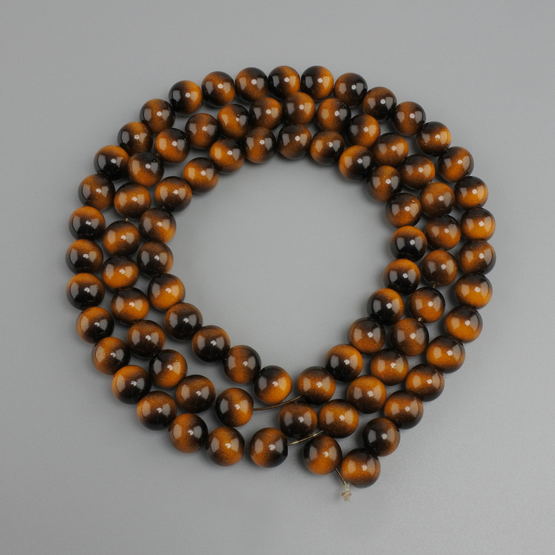Tiger's Eye beads (artificial) smooth round bead, diameter 10mm+/-, length 80cm+/- on a filament