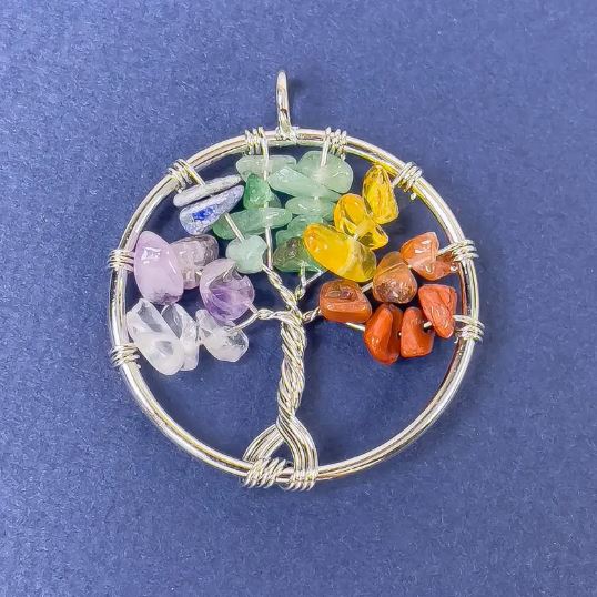 Pendant Tree of Life assorted natural stone 31×36 mm +