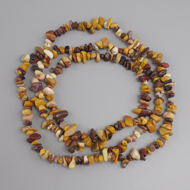 Jasper beads Mookaite chip, diameter 5-12x1, 5-5mm ±, length 78mm ± on a string