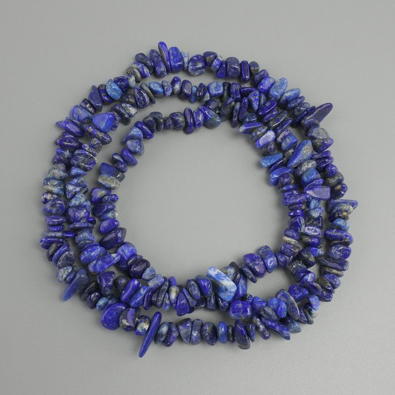 Lapis Lazuli chip beads, diameter 7-12x1, 5-4, 5mm+-, length 76mm+- on a string