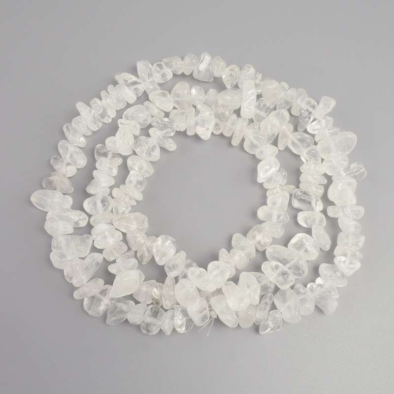 Rock crystal beads, chip, diameter 8-17x4-10mm ±, length 78cm ± on a string