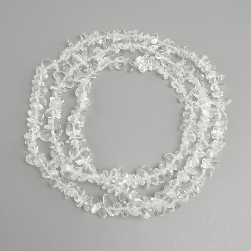 Natural rock crystal beads, chip pieces, diameter 7-15x3-6mm +/-, length 78cm +/-, on a string
