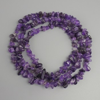 Amethyst beads (tumbled chips), diameter 7-14x2-7, 5mm+-; length 80cm+- on thread