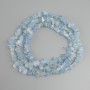 Aquamarine gemstone chips beads, diameter 7-15x3-9mm +/-, length 76cm +/- on thread