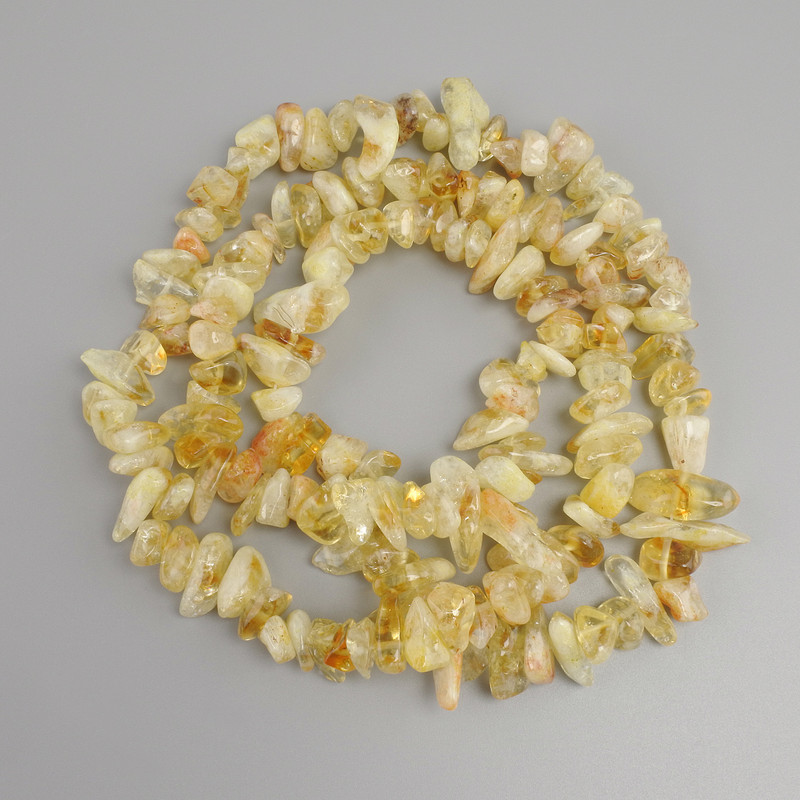Citrine crystal chips beads, diameter 10-19x3-9mm+-, length 76cm+- on elastic cord