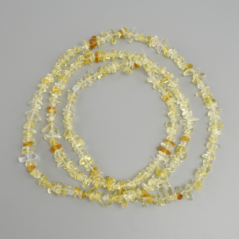 Citrine pebble beads, diameter 5-11x2-4mm +/-, length 80cm +/- on a string