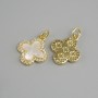 Price per 1 pc. Pendant Mother-of-pearl gold-tone metal, diameter 16x14mm+/-, length 19mm+