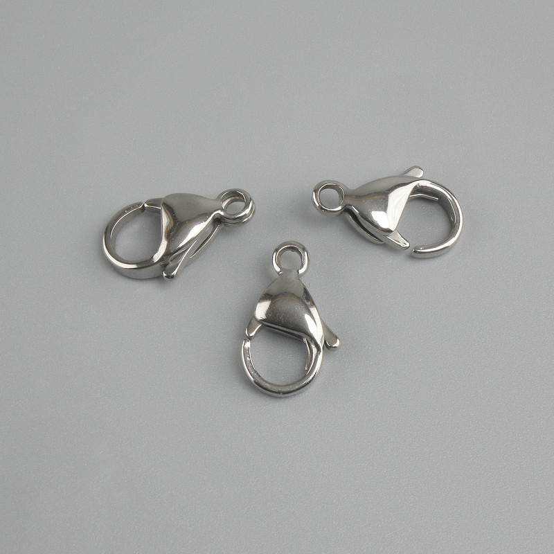 Price per 1 pc. Lobster clasp, 15x8 mm metal color: silver-tone