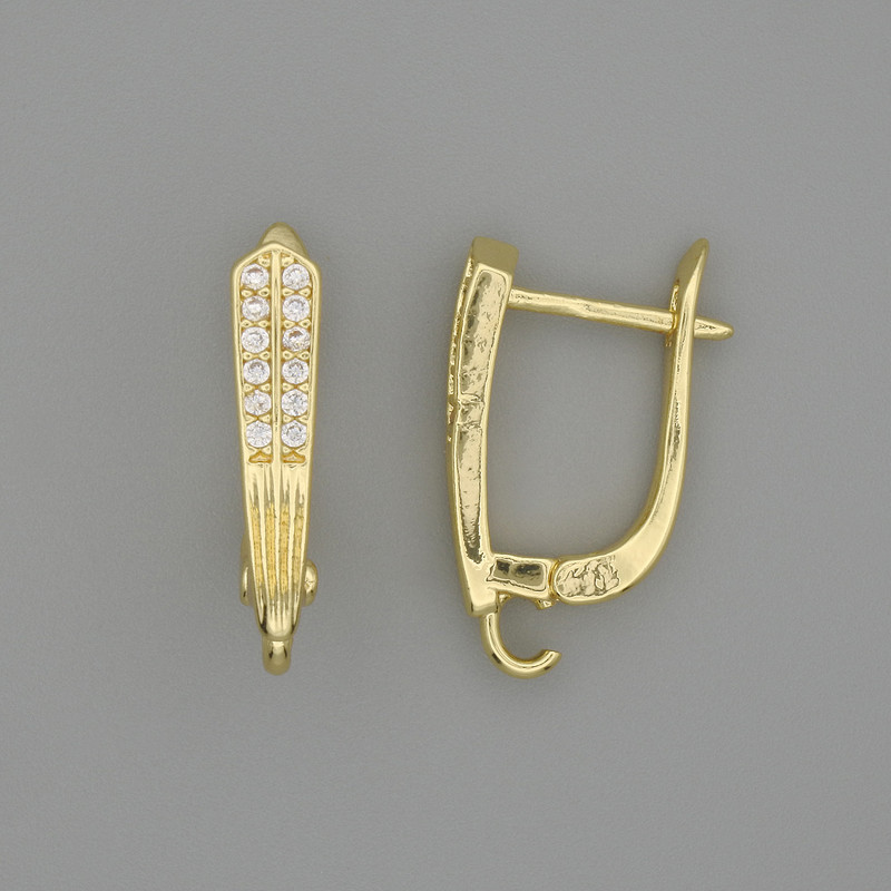 Earring hooks gold-colored metal 20×3 mm +/– pair