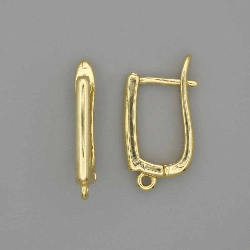 Earring hooks gold-colored metal 19x2.5 mm +/− pair