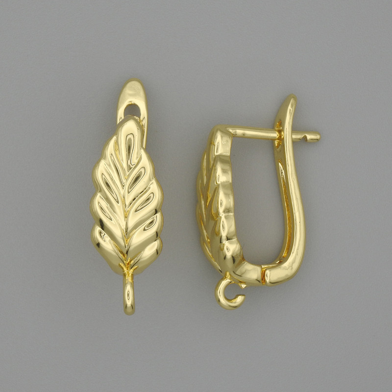 Earring hooks gold-colored metal 17x7 mm +/-, pair