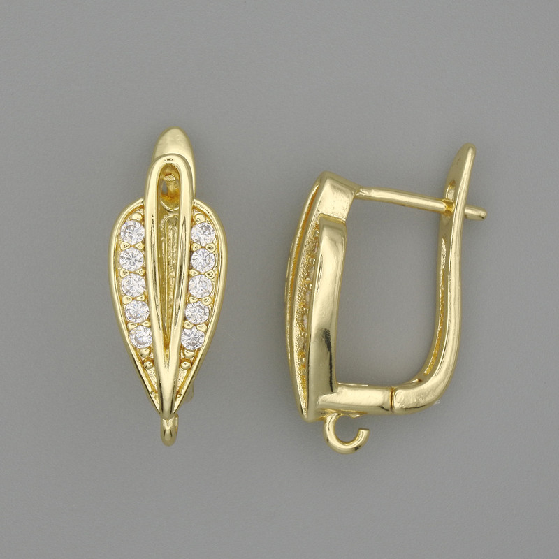 Earring hooks gold-tone metal 18×7.5 mm ± pair