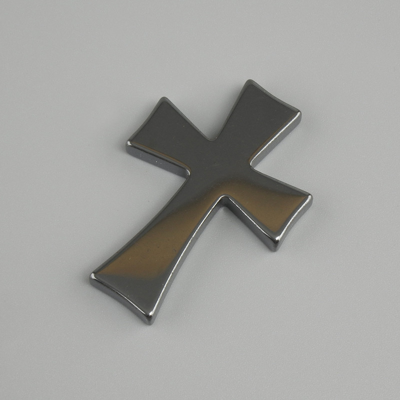 Hematite pendant blank (base) cross 39x27mm +- with hole for a pin