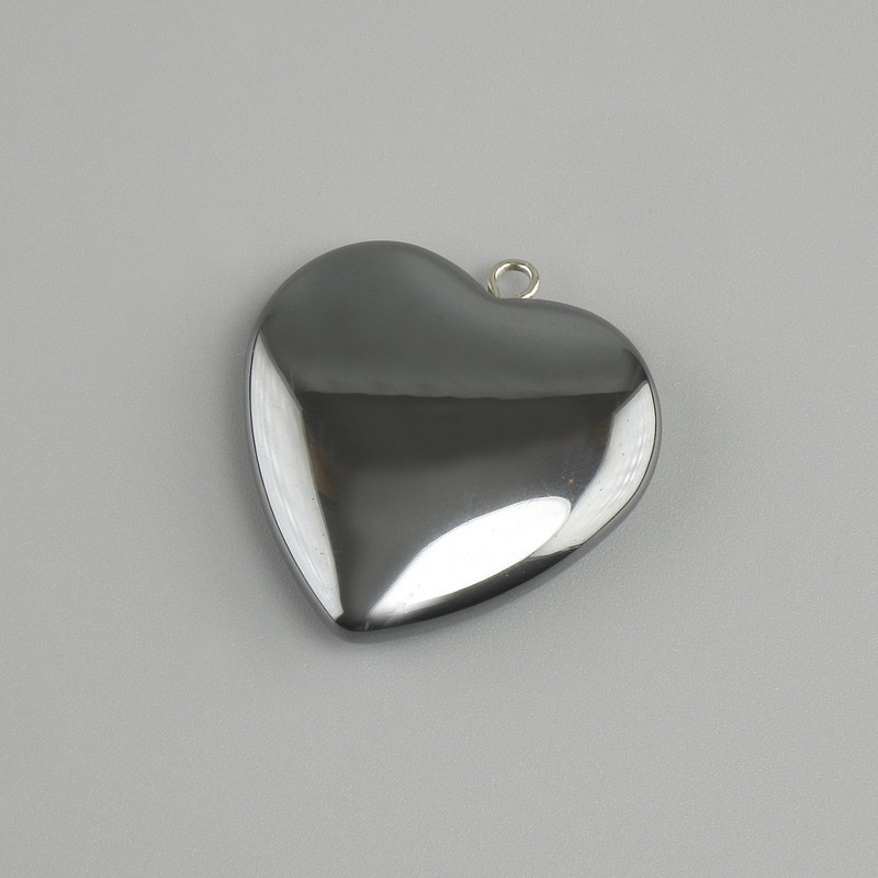 Hematite heart pendant, diameter 26x26 mm+