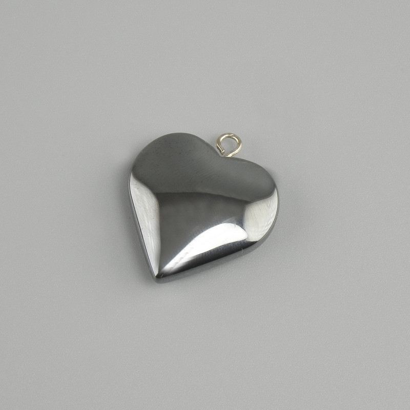 Hematite heart pendant, diameter 20x20 mm+