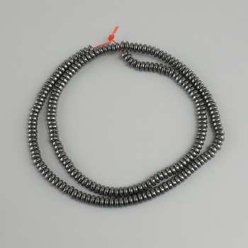 Hematite rondelle beads, diameter 4x2mm +/-, length 40cm +/-