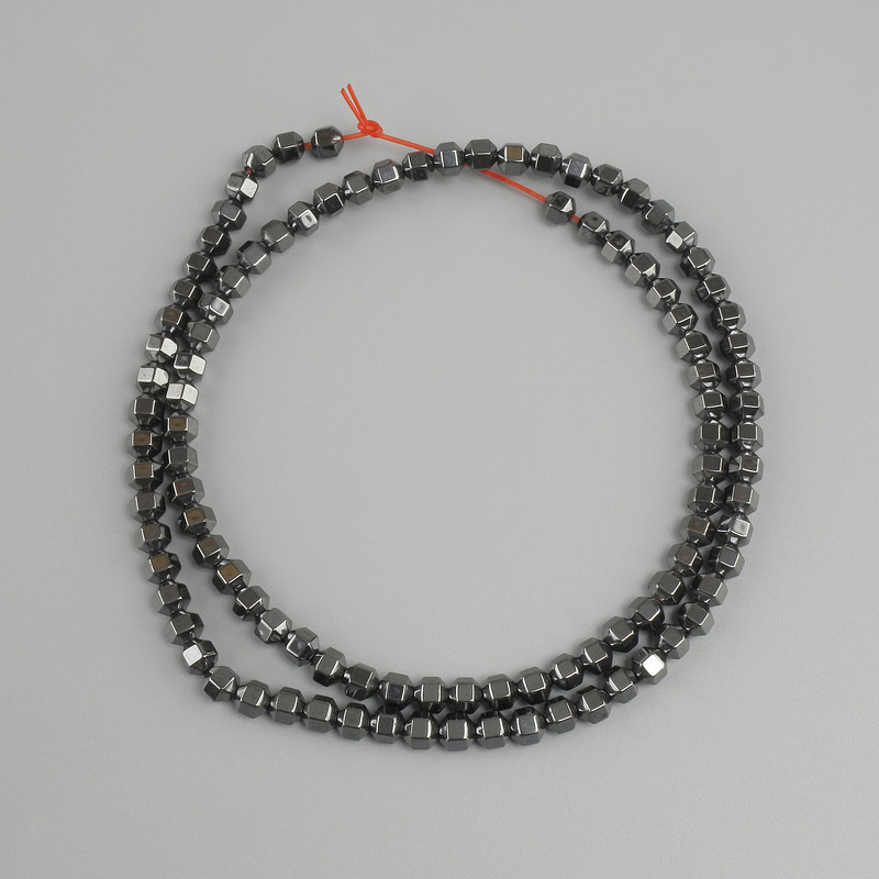 Hematite beads faceted, diameter 4x4mm +- , length 39cm +-