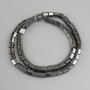 Hematite beads faceted hexagonal cylinder, diameter 6x6mm+- , length 40m+