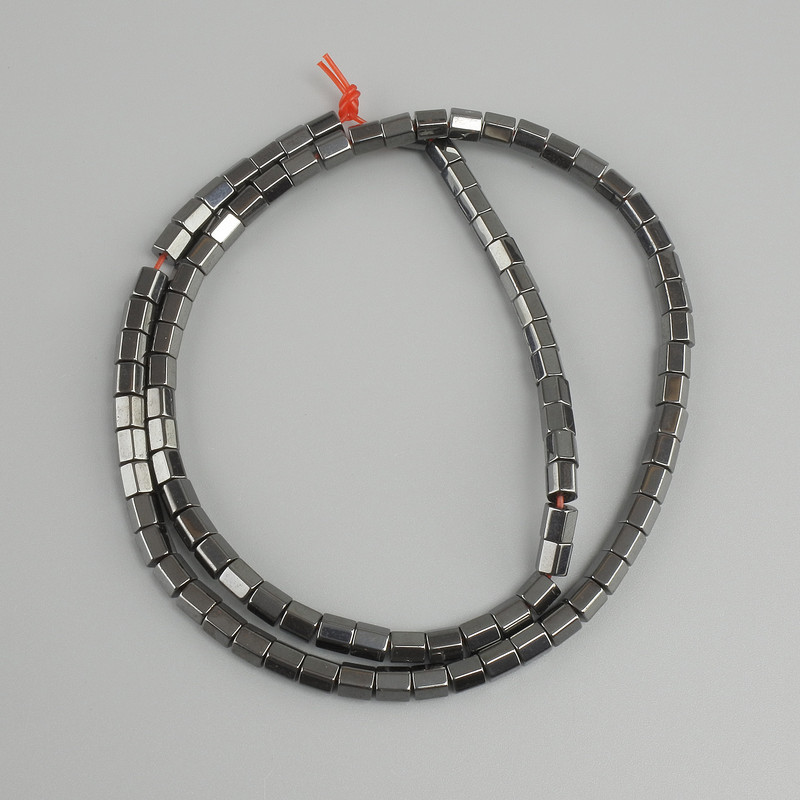 Hematite beads faceted cylinder hexagon 4x4mm +- , length 40m +-
