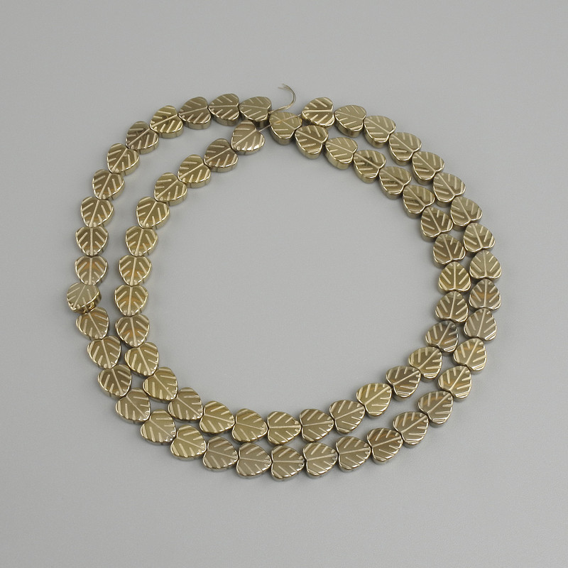 Hematite leaf beads, diameter 6mm ±, length 40cm ±, light gold color