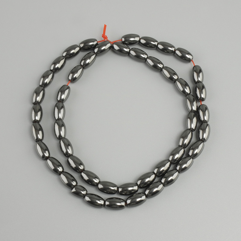 Hematite beads grain, diameter 8x5mm ±, length 40cm ± on a thread
