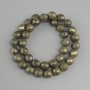 Pyrite faceted bead, bead diameter 9.5 mm +/-, length 38 cm +